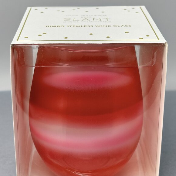 Slant Collections Jumbo Stemless Wine Glass – Pink Swirl – New in Box - Picture 1 of 12